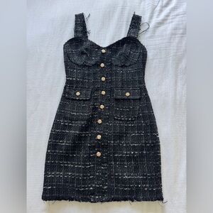 Commense Black and Gray Sheath Mini Dress Sweetheart Neckline